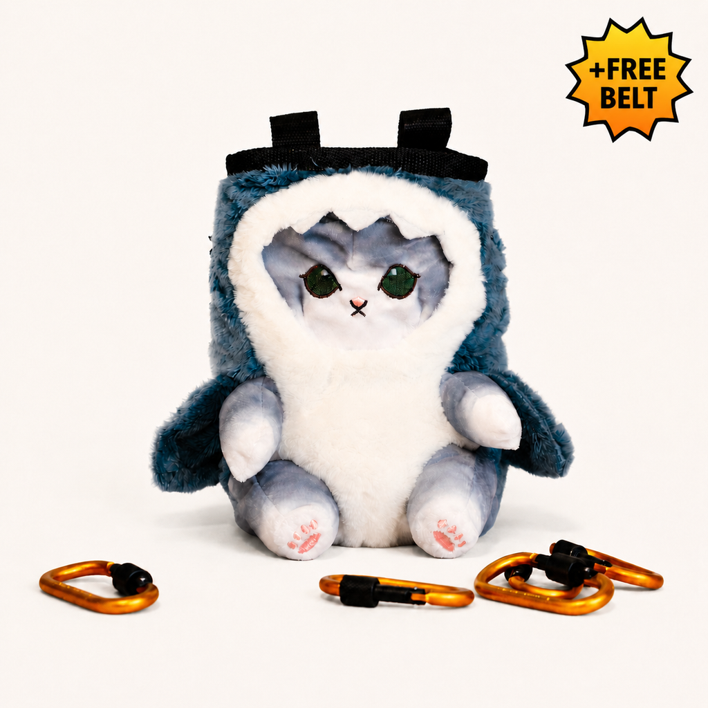 Cute Cat Shark Plush Climbing Chalk Bag