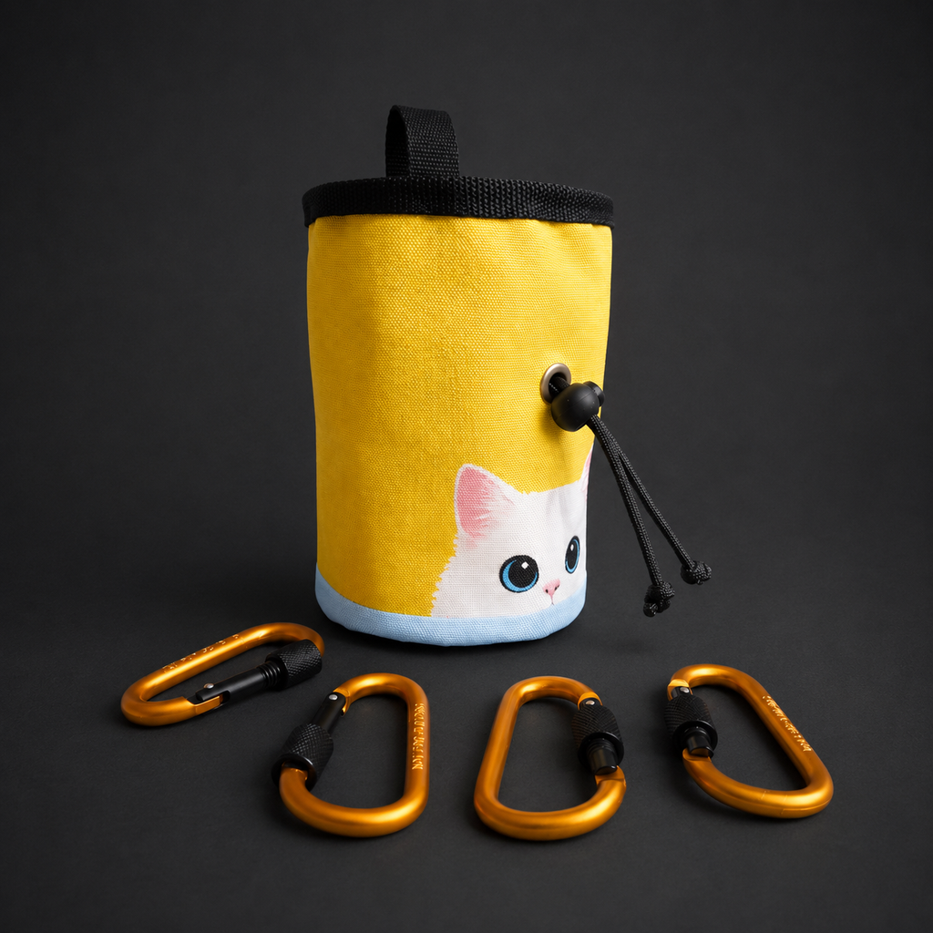 Cute White Cat Climbing Chalk Bag