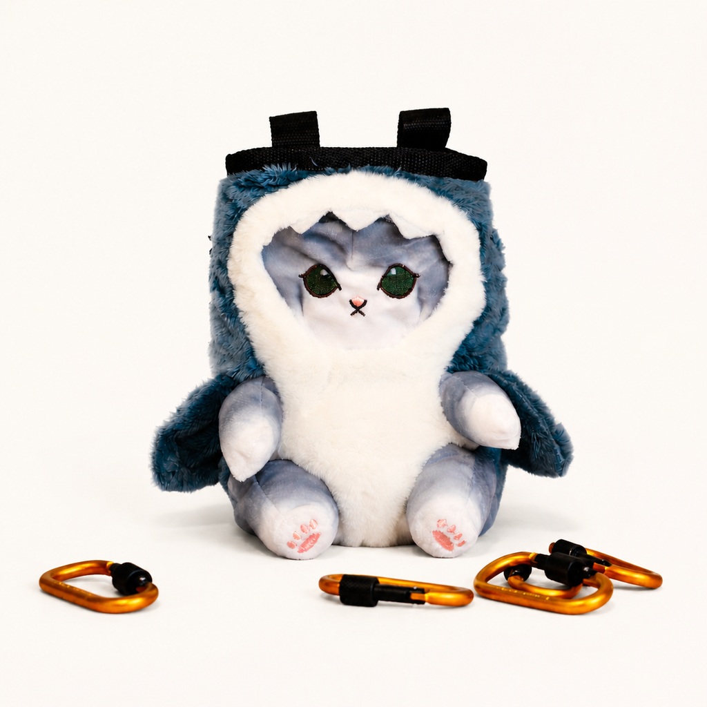 Cute Cat Shark Plush Climbing Chalk Bag
