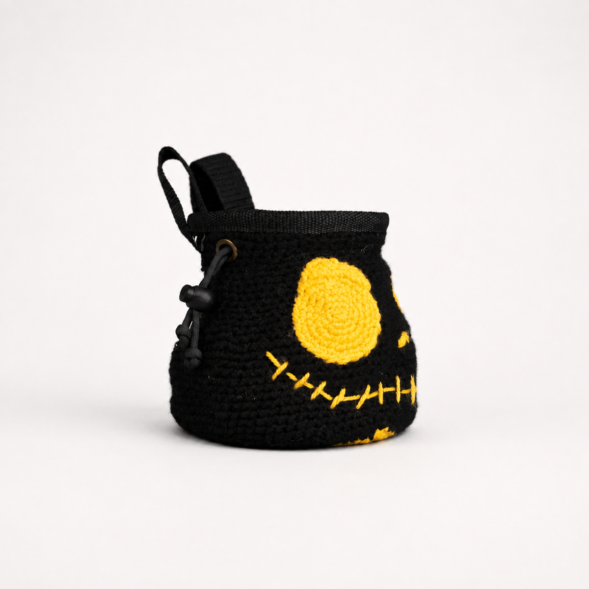 Crochet Yellow Skull Climbing Chalk Bag