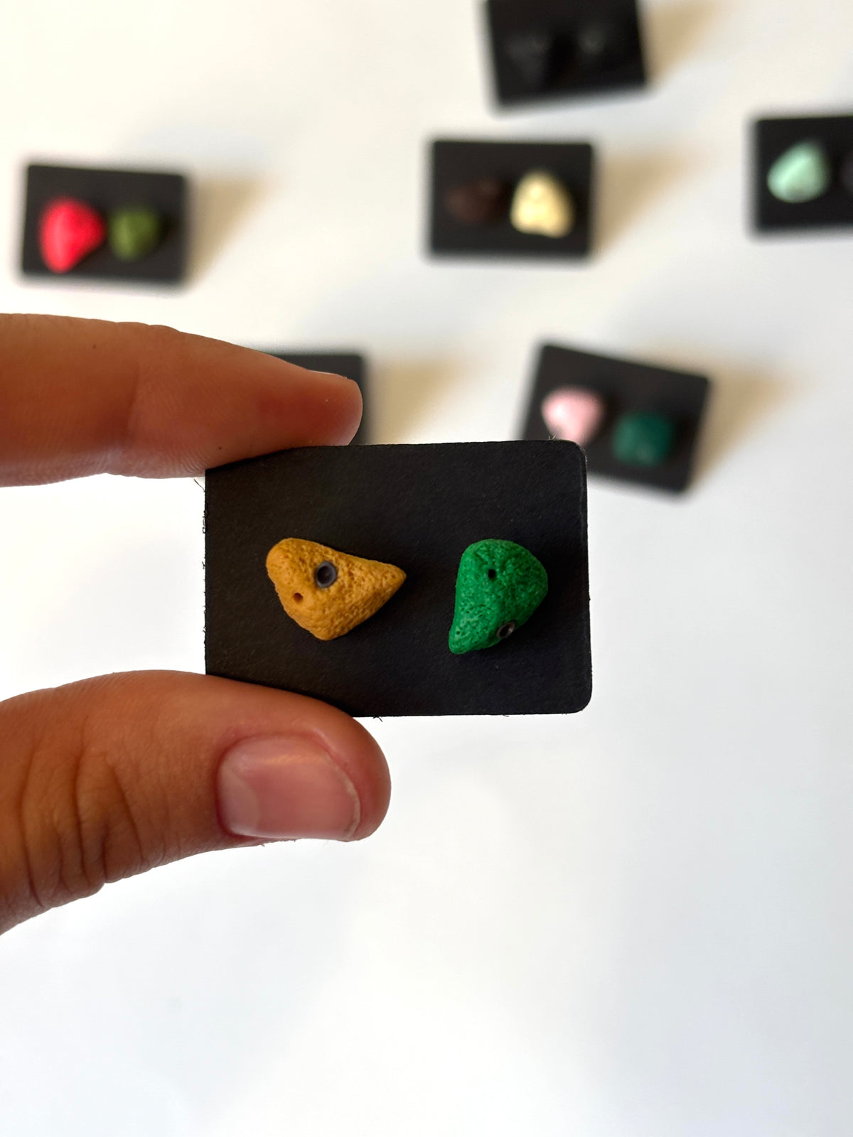 Mini Climbing Hold Stud Earrings, Bouldering Jewelry