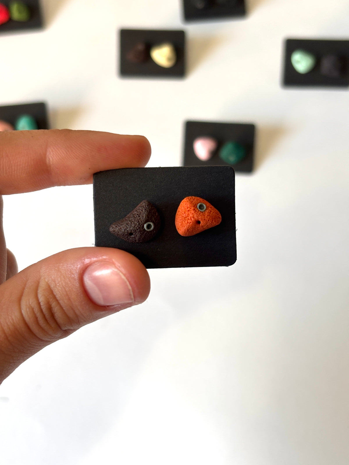 Rock Climbing Hold Earrings, Mini Climbing Hold Studs